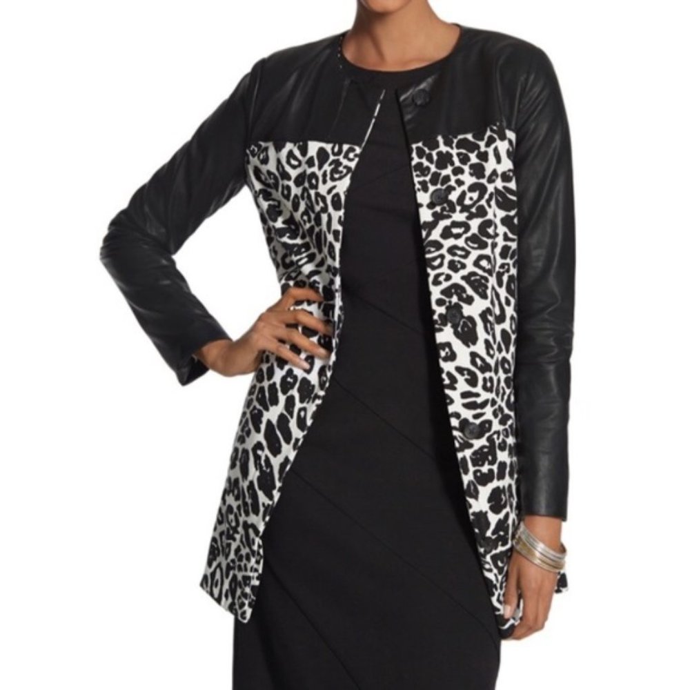 Chico's jacket size 0 animal print faux leather